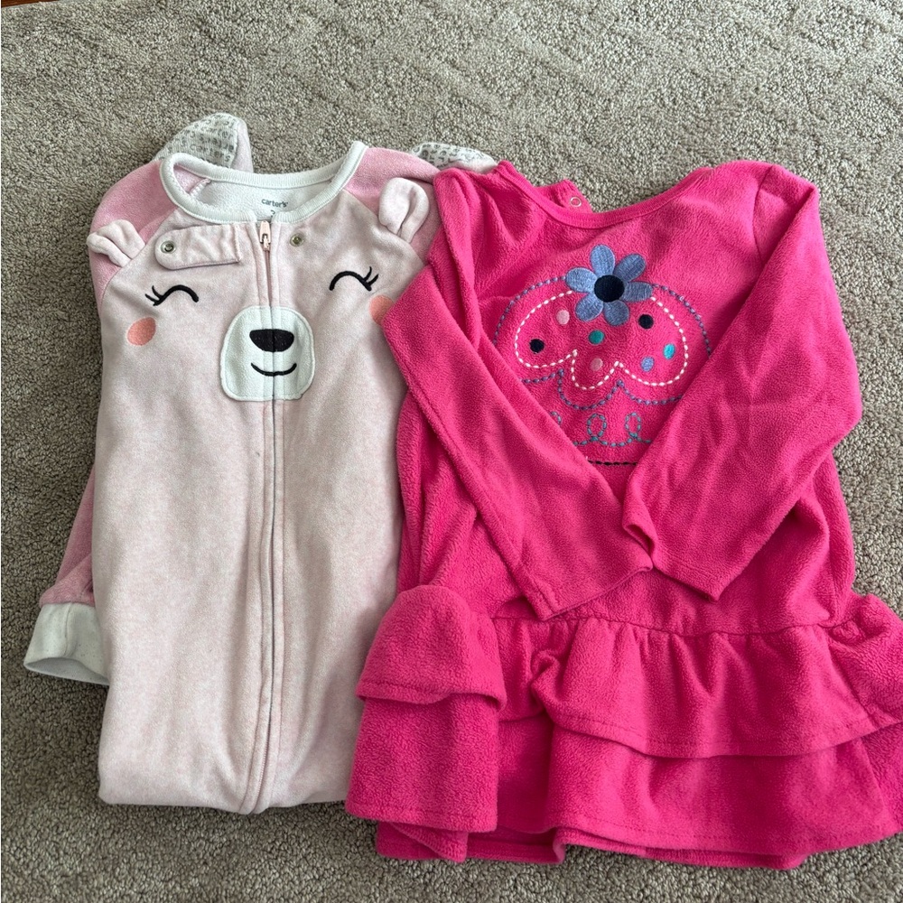 Fleece toddler girls pajama bundle